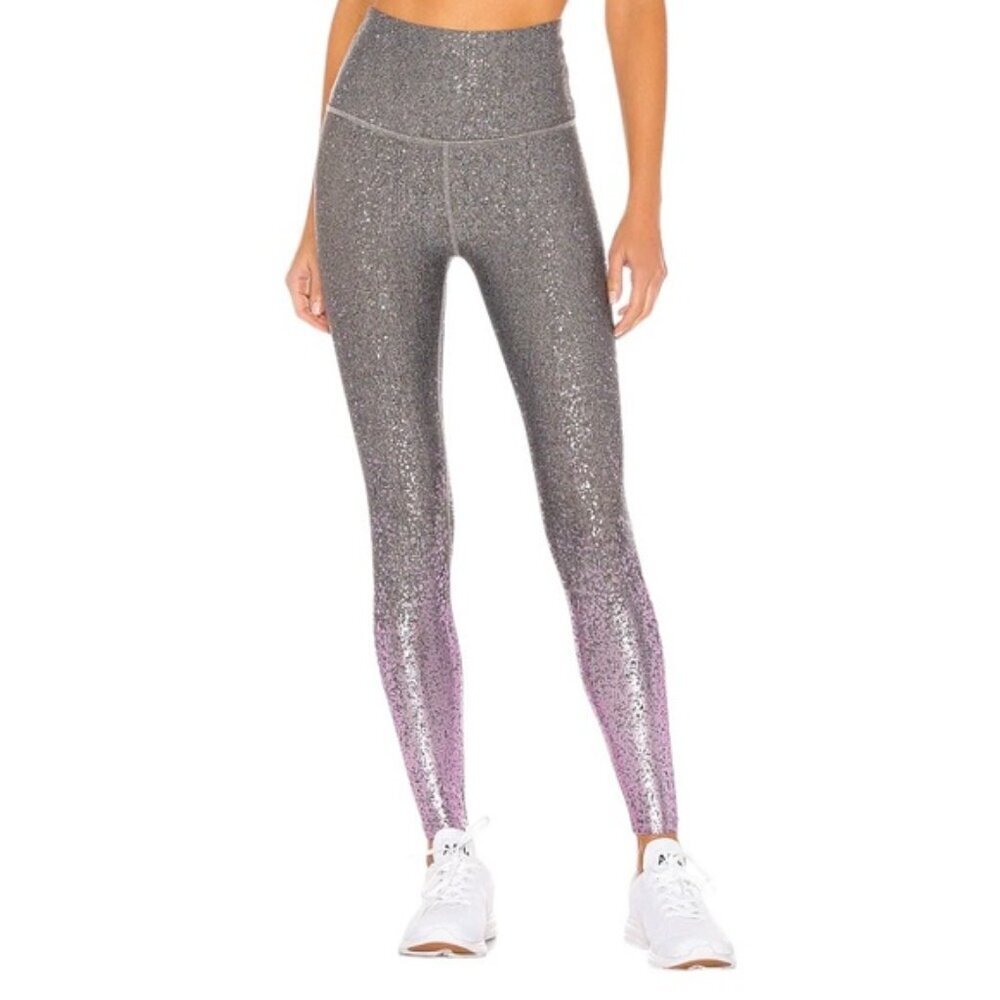 Beyond‎ Yoga Leggings Women's Size Medium Alloy Ombre Grey Mauve High Waisted
